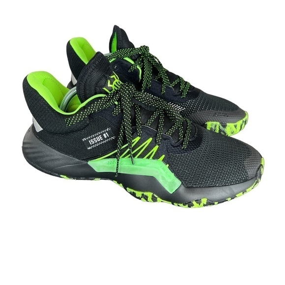 Adidas D.O.N. Issue 1 Marvel Stealth Spider-Man Black Green Basketball Shoes - Picture 1 of 8